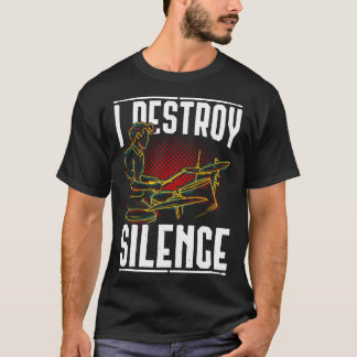 Camiseta Eu Destruo Tambores de Citação do Drummer Silencio