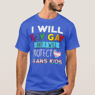 Camiseta Eu direi gay e protegerei crianças trans LGBTQ