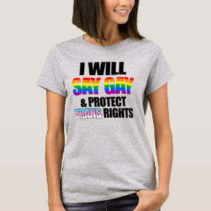 Camiseta Eu direi gay e protegerei os direitos trans