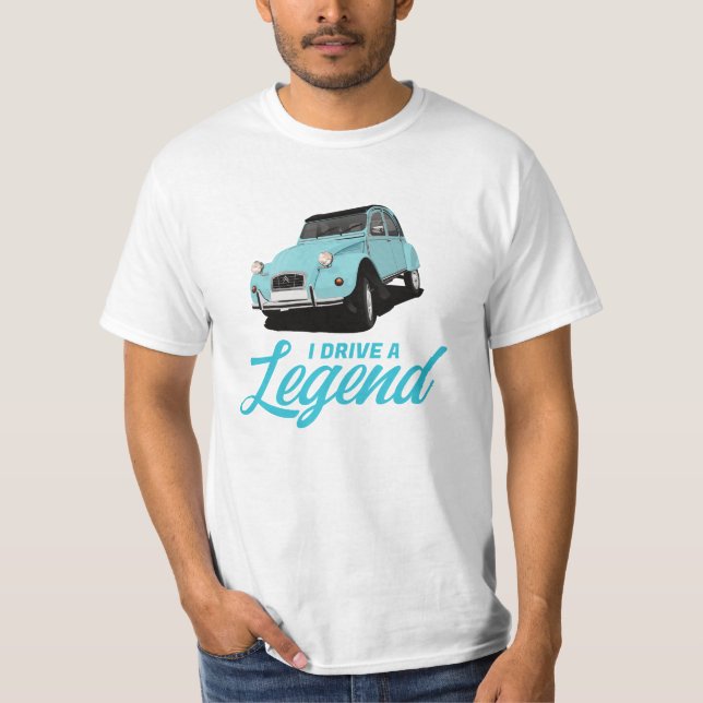 Camiseta Eu dirijo uma lenda - 2CV - em 29 cores (Frente)