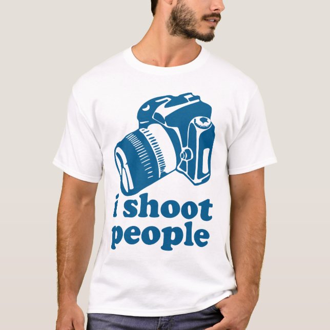 Camiseta Eu disparo em pessoas - azul (Frente)