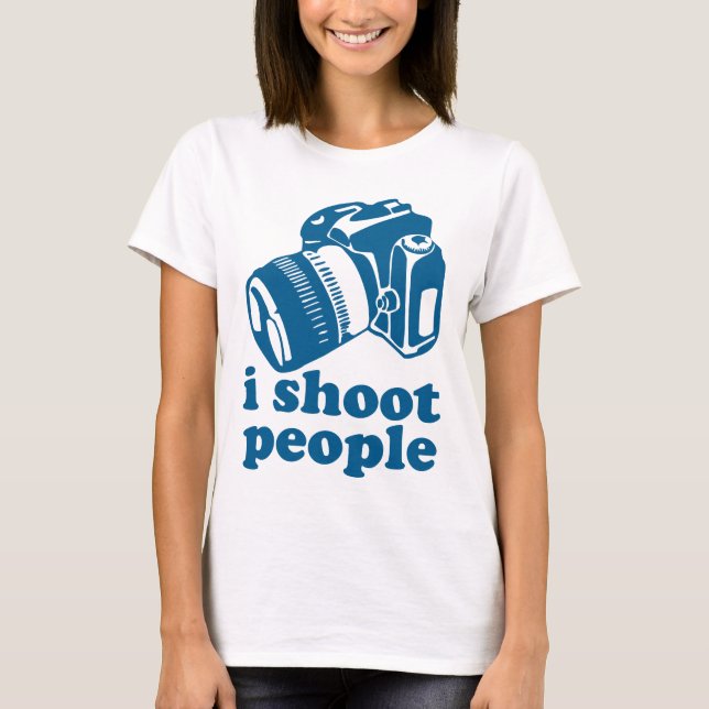 Camiseta Eu disparo em pessoas - azul (Frente)