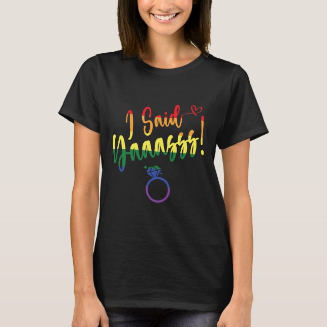 Camiseta Eu Disse Sim Gay Lgbtq Orgulho Rainbow Grot Bachel (Frente)