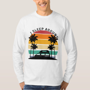 Camiseta Eu Dormi Em Van Life Pun Vinatge Sunset viagem