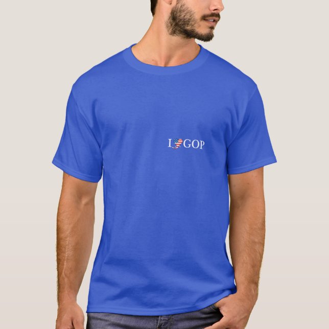 Camiseta Eu dos homens "amo GOP" t-shirt azul com 'o (Frente)