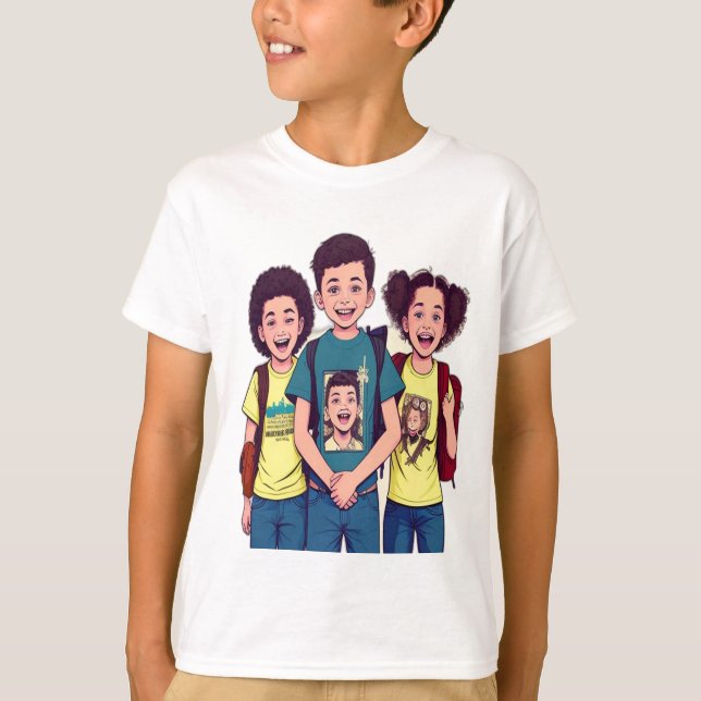 Camiseta Eu e meus amigos na escola (Frente)
