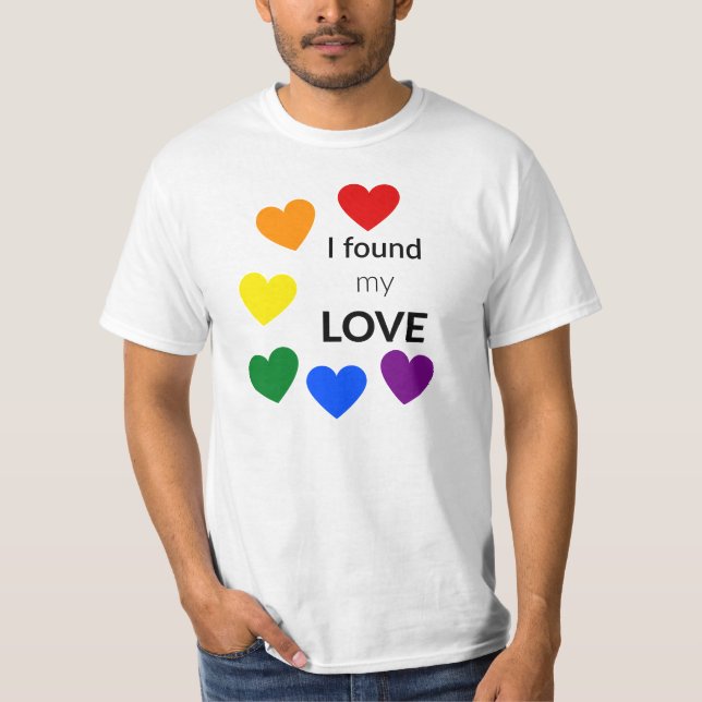 Camiseta Eu encontrei meu t-shirt do orgulho do amor (Frente)