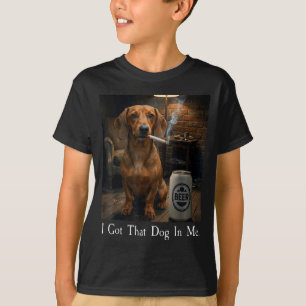 Camiseta Eu engraçado tenho cachorro dachshund fumando cerv