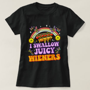 Camiseta Eu Engulo Suculento Wiener Envergonhando Humor Adu