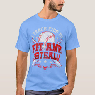 Camiseta Eu ensino a bater e roubar Treinador de beisebol p
