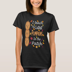 Camiseta eu ensino as abóboras mais bonitas no remendo Fall
