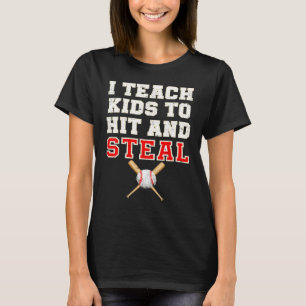 Camiseta Eu Ensino Crianças a Bater e Roubar Beisebol Soft
