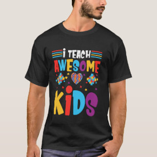 Camiseta Eu Ensino Crianças Incríveis Coração de Puzzle Col