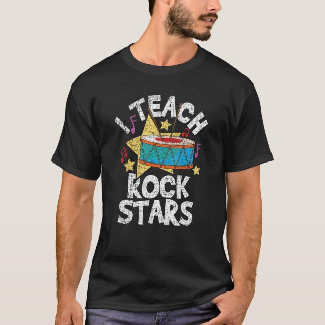 Camiseta Eu ensino estrelas de rock Drum roll Banda Marchin (Frente)