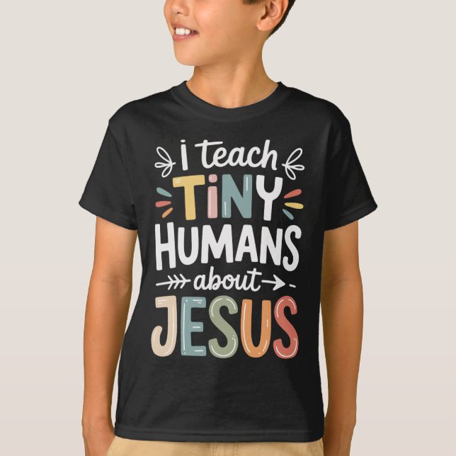 Camiseta Eu Ensino Jesus a Humanos Pequenos _1 (Frente)