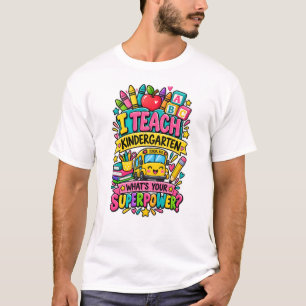 Camiseta Eu Ensino Superpoder de Jardim de Infância