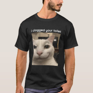 Camiseta Eu Entupi Seu Vaso Sanitário Piada Boba de Gato Me
