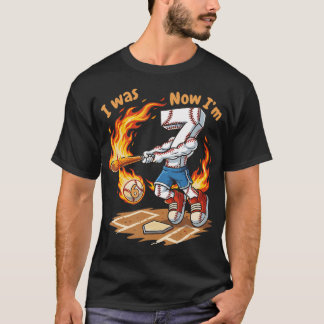 Camiseta Eu Era 6 Agora Eu Tenho 7 Beisebol Aniversário de
