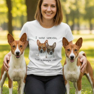 Camiseta Eu Era Normal Dois Basenjis Atrás Aquarela