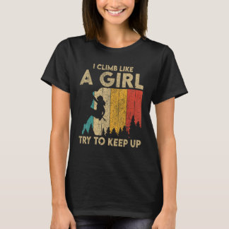 Camiseta Eu Escalo Como Uma Rapariga Vintage Rock Escalando