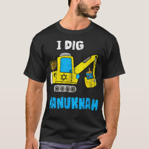 Camiseta Eu Escavo o Hanukkah Com Escavadeira Para Crianças