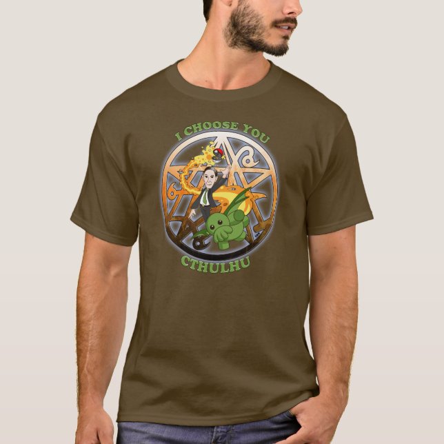 Camiseta Eu escolho Cthulhu: Alaranjado (Frente)