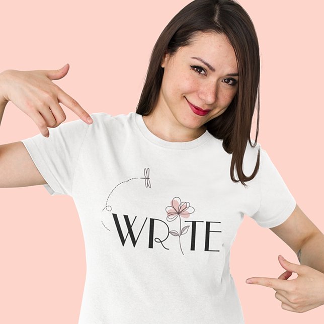 Camiseta Eu escrevo alegre e Na moda (Criador carregado)