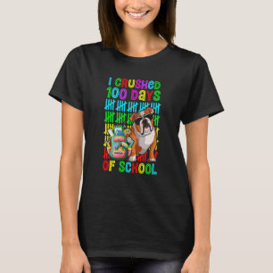 Camiseta Eu Esmagei 100 Dias De School Boys English Bulldog