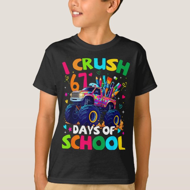 Camiseta Eu Esmago 67 Dias De Aula Caminhão Monstro Meme Gí (Frente)