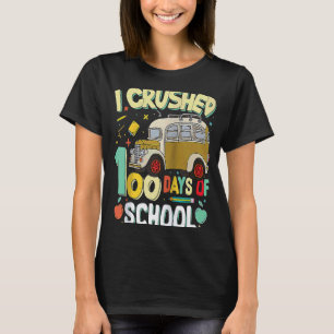 Camiseta Eu Esmaguei 100 Dias de Ideia de Ônibus Escolar Al