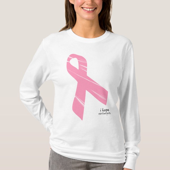 Camiseta eu espero - o t-srhit cor-de-rosa da fita (Frente)