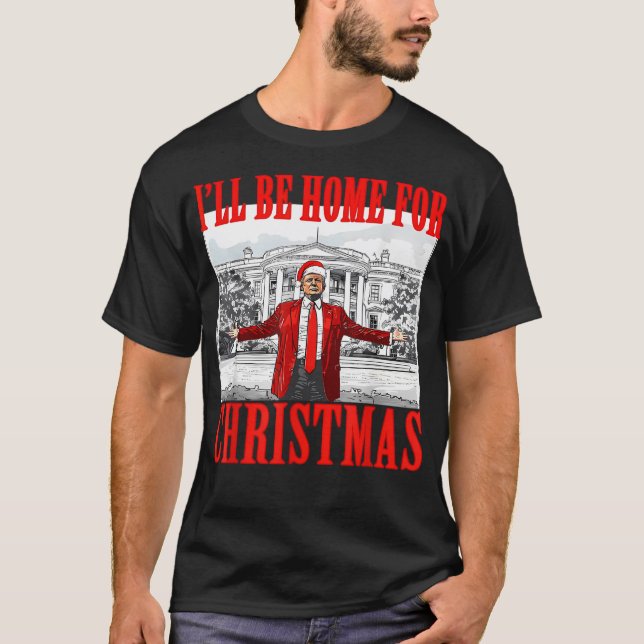 Camiseta Eu Estarei Em Casa Para Papais noeis De Natal Engr (Frente)