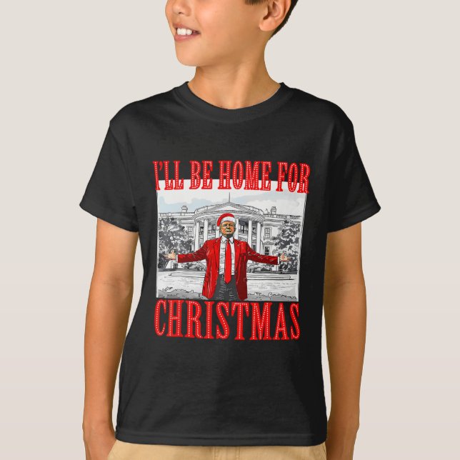 Camiseta Eu Estarei Em Casa Para Papais noeis De Natal Engr (Frente)