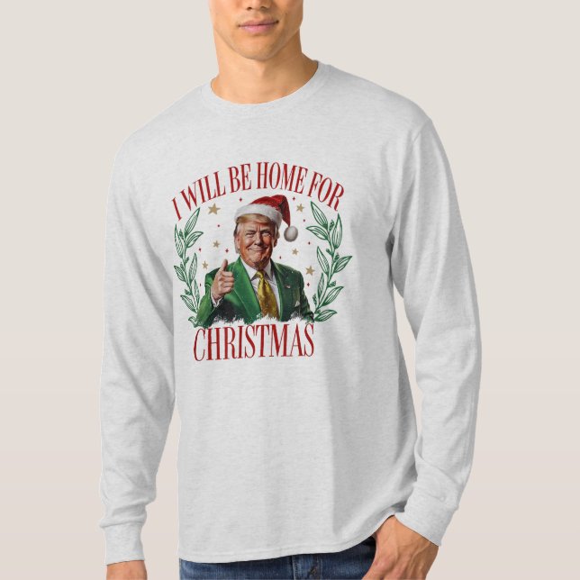 Camiseta Eu Estarei Em Casa Para Papais noeis De Natal Engr (Frente)