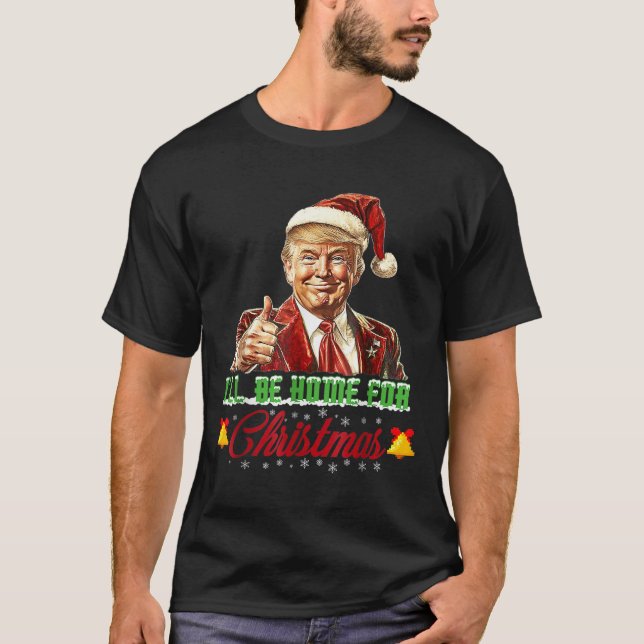 Camiseta Eu Estarei Em Casa Para Papais noeis De Natal Engr (Frente)