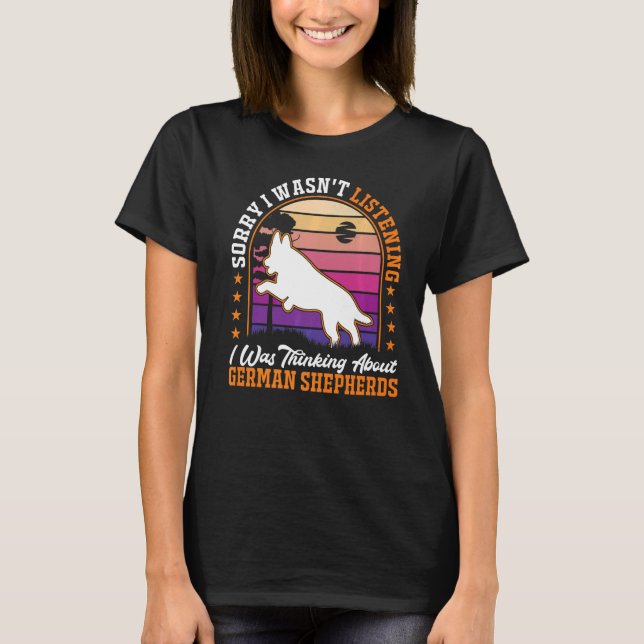 Camiseta Eu estava pensando sobre German shepherd (Frente)