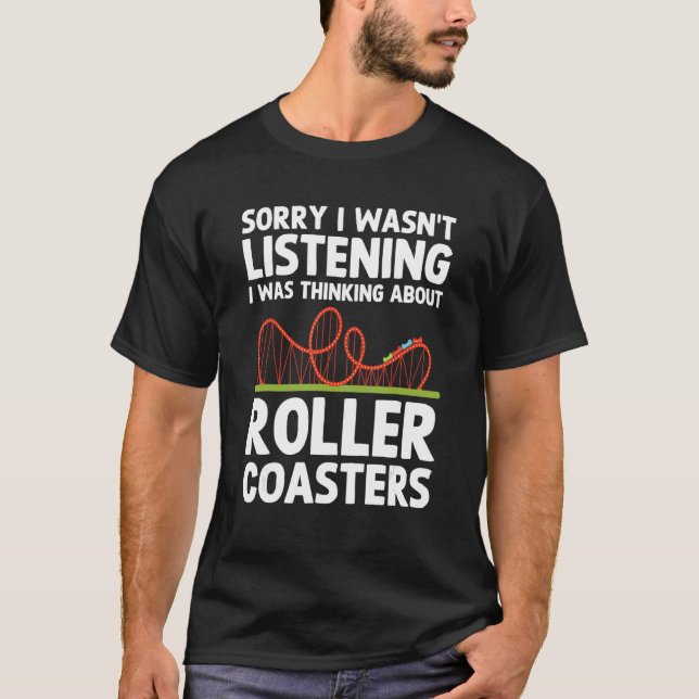 Camiseta Eu Estava Pensando Sobre Parque de Diversões Monta (Frente)