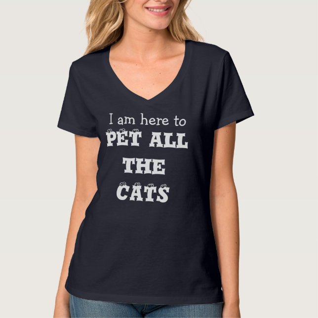 Camiseta Eu estou aqui Pet todo o t-shirt dos gatos (Frente)