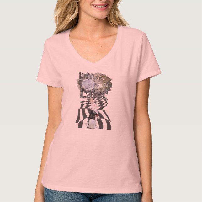 Camiseta "Eu estou atrasado!" Luz branca do coelho (Col. do (Frente)