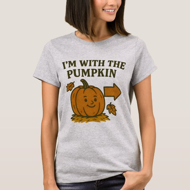 Camiseta Eu Estou Com a Abóbora | Camisetas Engraç (Frente)