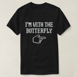 Camiseta Eu estou com a borboleta combinando com a fantasia