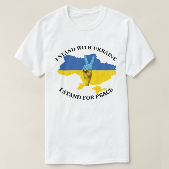 CAMISETA EU ESTOU COM A UCRÂNIA - EU ESTOU PARA A PAZ (Frente do Design)