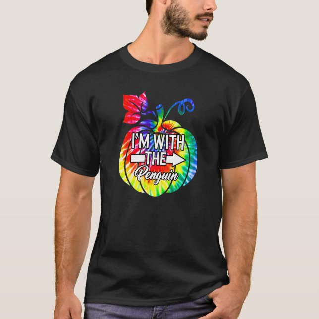 Camiseta Eu Estou Com Casal Pinguim Correspondendo Ao Figur (Frente)