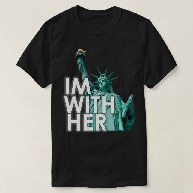 Camiseta Eu estou com sua estátua da liberdade (Frente do Design)