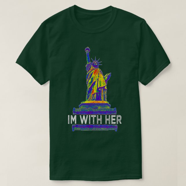 Camiseta Eu Estou Com Sua Estátua Da Liberdade Resistir A R (Frente do Design)