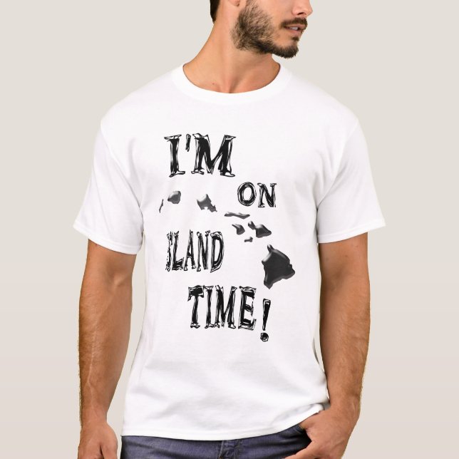 Camiseta Eu estou em tempo-preto da ilha (Frente)