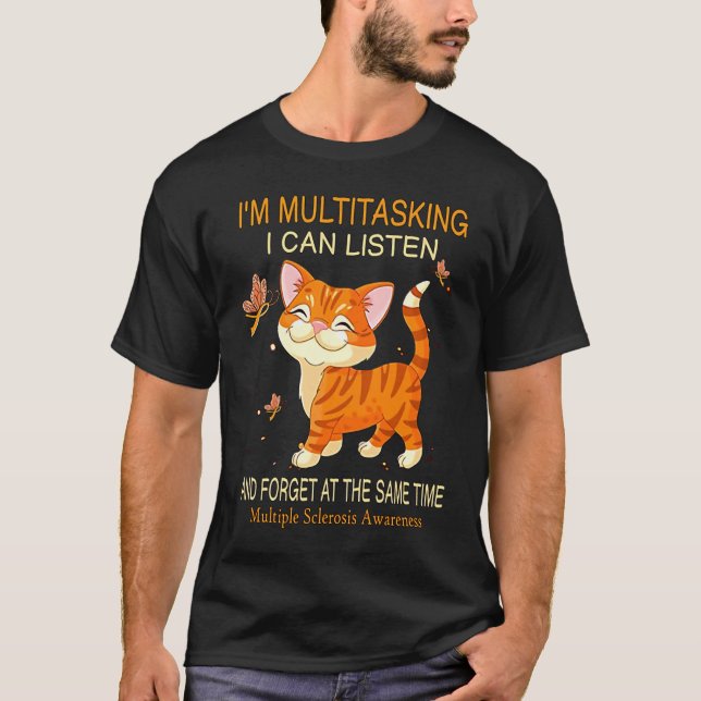 Camiseta Eu Estou Multitarefa Posso Ouvir Gato (Frente)