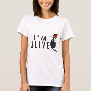Camiseta Eu estou vivo - pica-pau faturado marfim