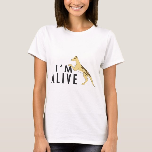 Camiseta Eu estou vivo - Thylacine (Frente)