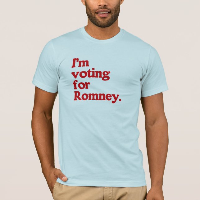 Camiseta Eu ESTOU VOTANDO PARA ROMNEY (Frente)